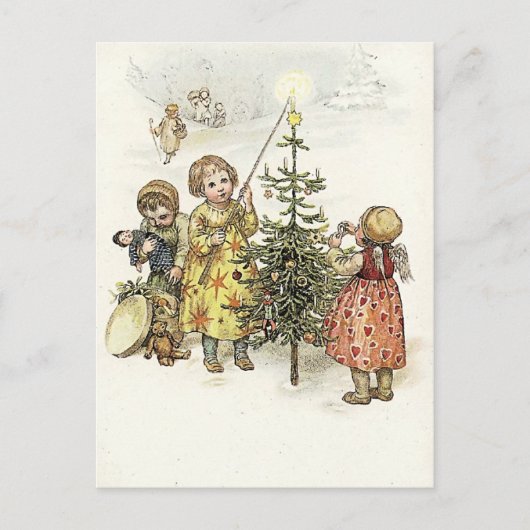 De kerstboom decorteren feestdagenkaart (Voorkant)