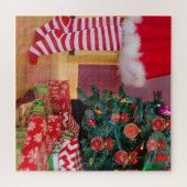 De kerstboom decorteren legpuzzel (Horizontaal)