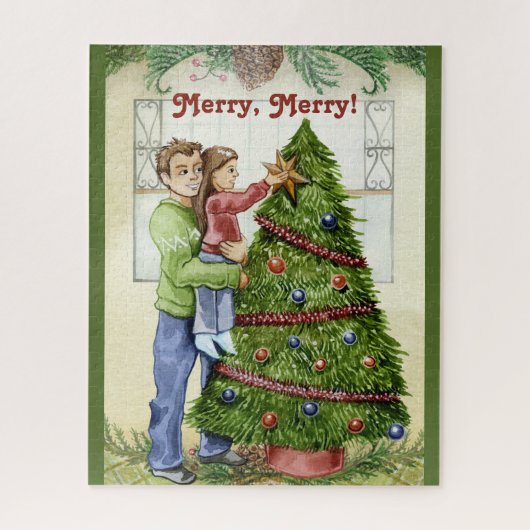  De kerstboom decorteren met papa Legpuzzel (Verticaal)
