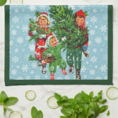 De kerstboom halen theedoek (Gevouwen)