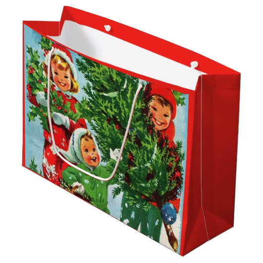 De kerstboom krijgen groot cadeauzakje (Voorkant Gekanteld)