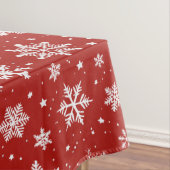 De kerstboom op rood tafelkleed (Voorbeeld)