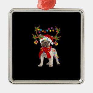 De kerstboom van de Franse hond Bulldog Metalen Ornament