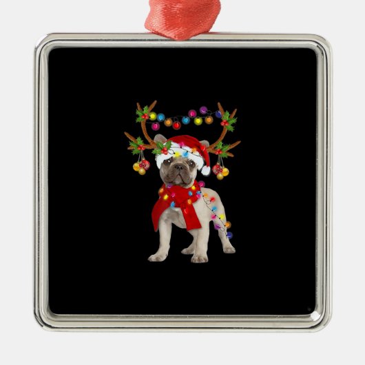 De kerstboom van de Franse hond Bulldog Metalen Ornament (Voorkant)