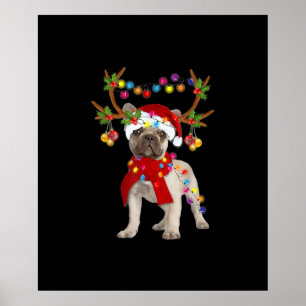 De kerstboom van de Franse hond Bulldog Poster