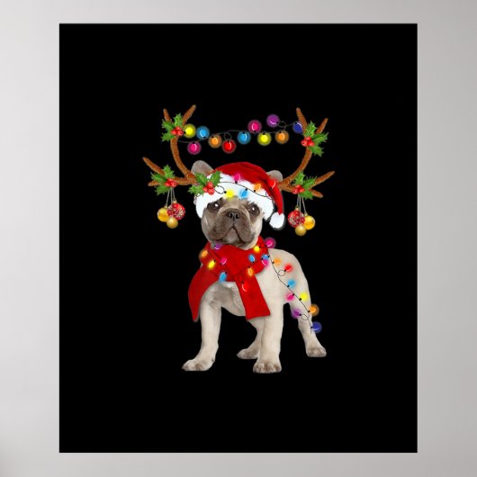 De kerstboom van de Franse hond Bulldog Poster (Voorkant)