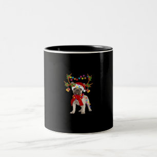 De kerstboom van de Franse hond Bulldog Tweekleurige Koffiemok