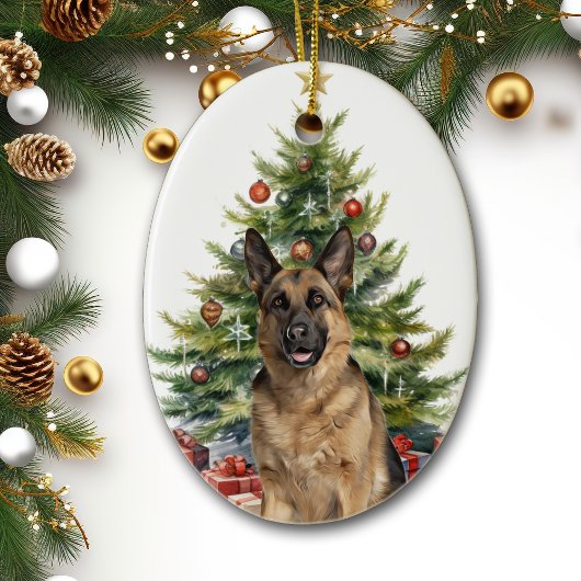 De kerstboom van de Shepherd Dog Keramisch Ornament