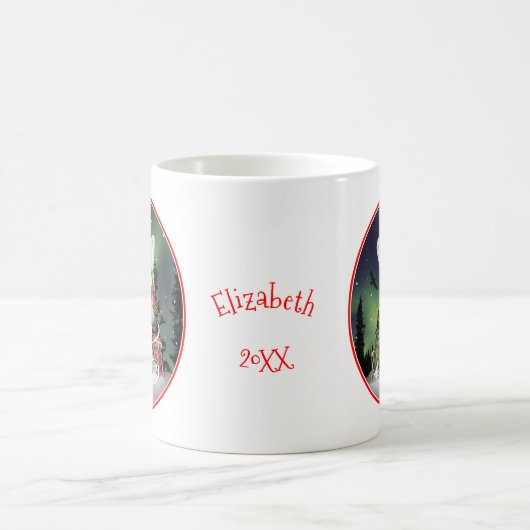 De kerstboom van Kayak Aurora Borealis Koffiemok (Center)