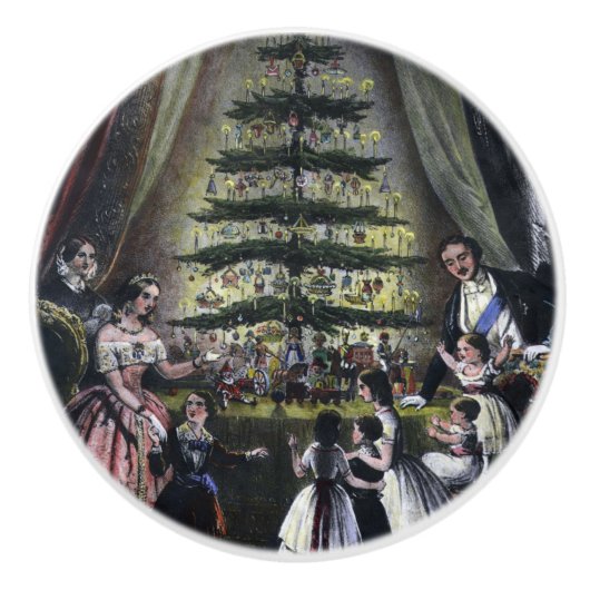 De kerstboom van koningin Victoria Keramische Knop (Voorkant)