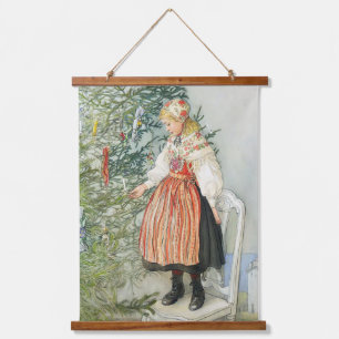De kerstboom versieren - Carl Larsson Hangend Wandkleed