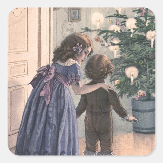 "De kerstboom" Vierkante Sticker (Voorkant)