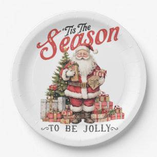 De kerstcadeau is het seizoen papieren bordje