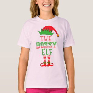 De kerstfamilie Bossy Elf komt overeen met Pajama T-shirt