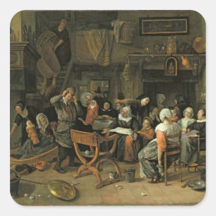 De kerstfeest, 1668 vierkante sticker