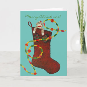 De Kerstkaart van de Aap van de sok Feestdagen Kaart