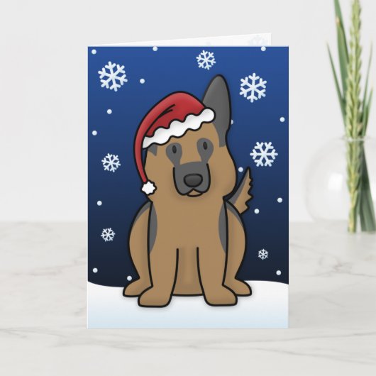 De Kerstkaart van de Duitse herder van Kawaii Feestdagen Kaart (Voorkant)