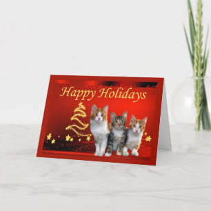 De Kerstkaart van de kat Feestdagen Kaart