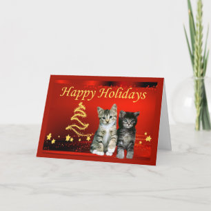 De Kerstkaart van de kat Feestdagen Kaart