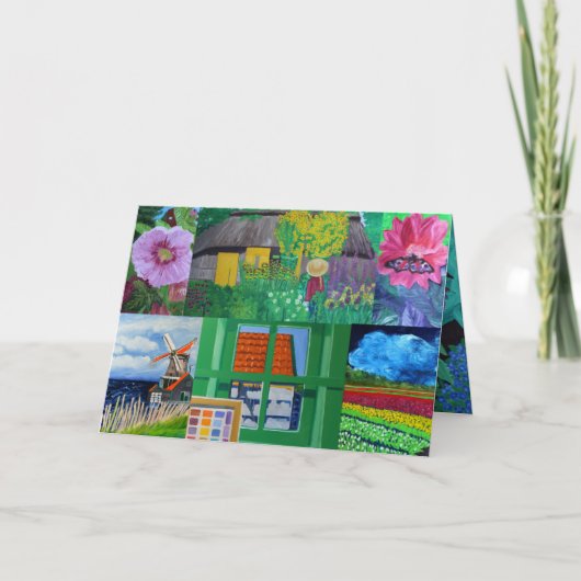 De Kerstkaart van de Kunst van de Bloem van de Feestdagen Kaart (Voorkant)