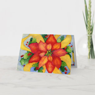 De Kerstkaart van de Poinsettia van Ribboned Feestdagen Kaart
