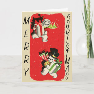 De Kerstkaart van de Sneeuwmannen van de Feestdagen Kaart