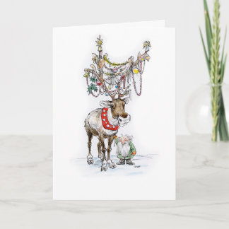 De Kerstkaart van het rendier en van het Elf Kaart
