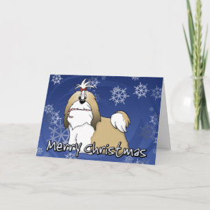 De Kerstkaart van Shih Tzu van de cartoon Feestdagen Kaart