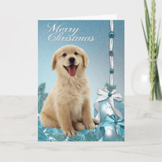 De Kerstkaarten van het Golden retriever van Feestdagen Kaart (Voorkant)