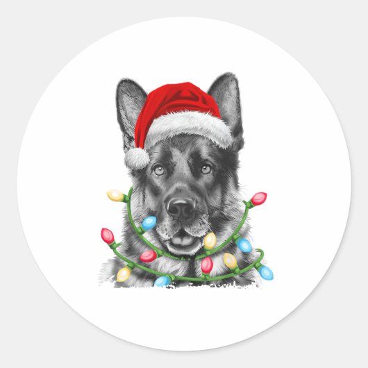 De kerstkerstboom van de herder Lights Xmas B Ronde Sticker (Voorkant)