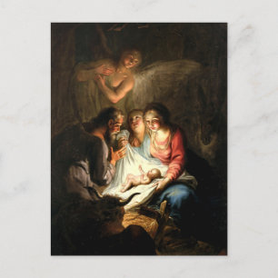 De kerstkerstkerststal Heilige Nacht 18e Eeuwse Ku Feestdagenkaart