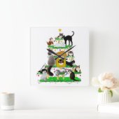 De kerstkeuken van de kerstkatboom vierkante klok (Huis)