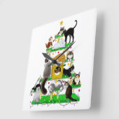 De kerstkeuken van de kerstkatboom vierkante klok (Hoek)