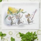 De kerstkeukenhanddoek in de keuken brengen theedoek (Gevouwen)
