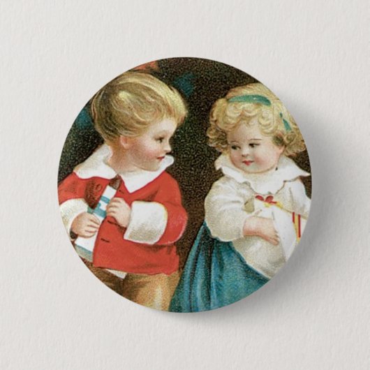 De kerstkinderen ronde button 5,7 cm (Voorkant)