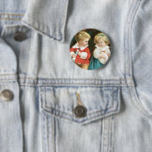 De kerstkinderen ronde button 5,7 cm (In situ)