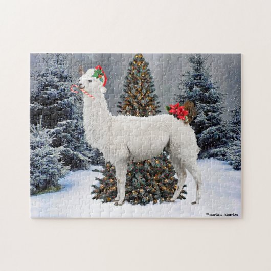 "De kerstllama" Legpuzzel (Horizontaal)