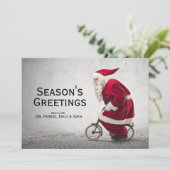 De Kerstman berijdt een Fiets Feestdagenkaart (Staand voorkant)