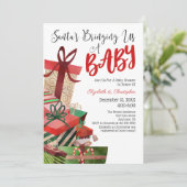 De kerstman brengt ons een Baby kerstBaby shower Kaart (Staand voorkant)