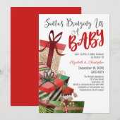 De kerstman brengt ons een Baby kerstBaby shower Kaart (Voorkant / Achterkant)