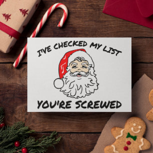 De kerstman controleerde Zijn Lijst Feestdagen Kaart