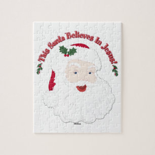 De kerstman die deze kerstman gelooft in Jezus Legpuzzel