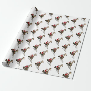 De Kerstman die een Giraffe berijden Cadeaupapier