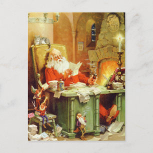 De Kerstman die een Lijst maken, die het tweemaal Feestdagenkaart