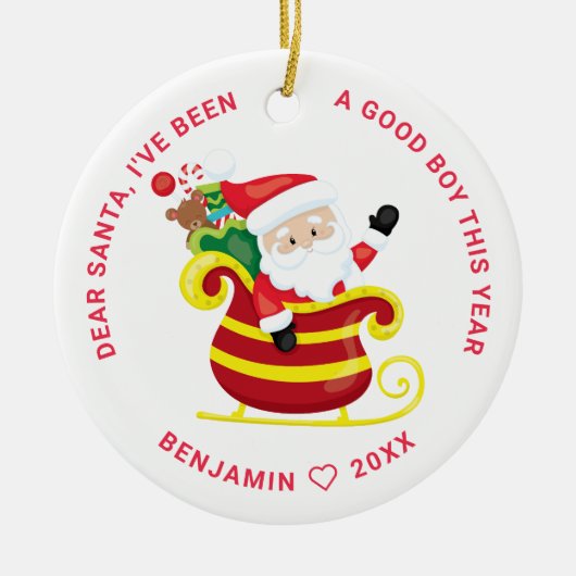 De kerstman die ik heb gemaakt... keramisch ornament (Voorkant)