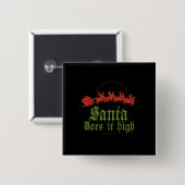 De kerstman doet het met een Tshirt Vierkante Button 5,1 Cm (Voorkant /achterkant)