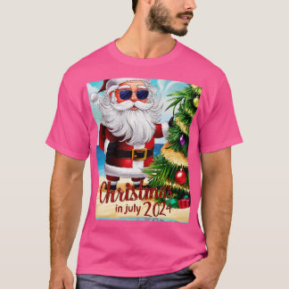 De Kerstman draagt een zonnebril met een reflectie T-shirt