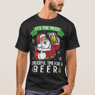 De kerstman Drink bier het is de mooiste tijd van T-shirt