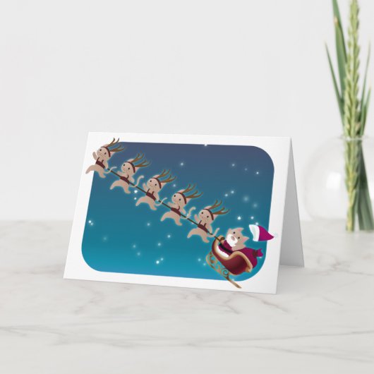 De Kerstman en de bemanning van het kat Feestdagen Kaart (Voorkant)