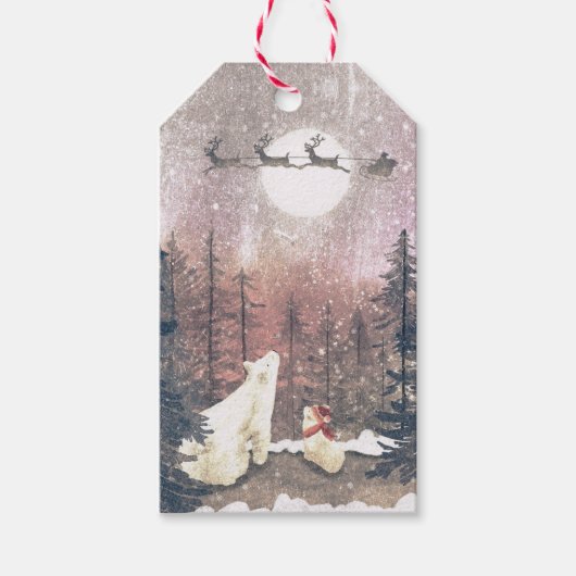 De Kerstman en de Polar Beren Cadeaulabel (Voorkant)